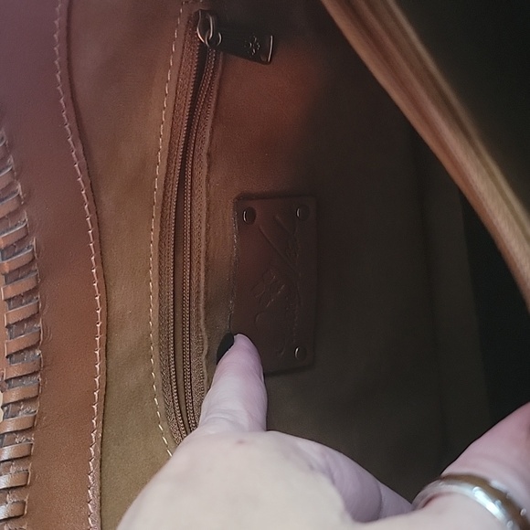 Patricia Nash Leather Cut Out Tooled Ninetta Tote Bucket Hobo Bag Tan - Picture 13 of 13